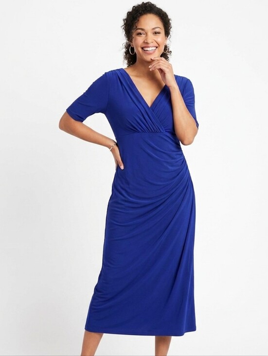 Evan Picone Dresses & Skirts - Evan Picone Cobalt Blue Faux-Wrap Midi Dress